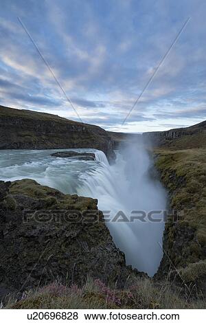 Stock Photo - Sunrise at Gullfoss, Iceland. Fotosearch