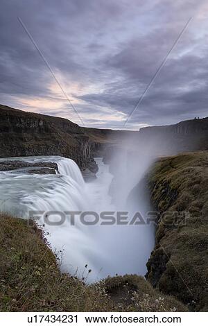 Sunset at Gullfoss, Iceland View Large Photo Image Stock Image - Sunset at Gullfoss, Iceland. Fotosearch