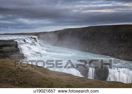 Sunset at Gullfoss, Iceland View Large Photo Image Stock Photo - Sunset at Gullfoss, Iceland. Fotosearch