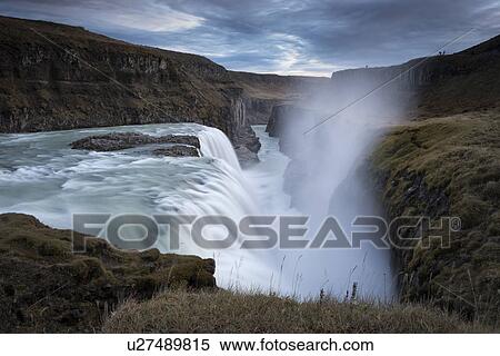 Sunset at Gullfoss, Iceland View Large Photo Image Stock Photography - Sunset at Gullfoss, Iceland. Fotosearch