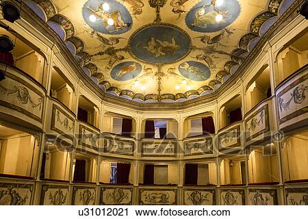 Stock Image - Teatro della Concordia interior, MonteCastello di Vibio, Umbria,. Fotosearch