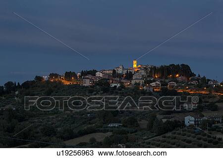 Stock Image - Umbrian sunset, Italy. Fotosearch