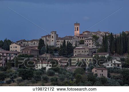 Stock Image - Umbrian sunset, Italy. Fotosearch