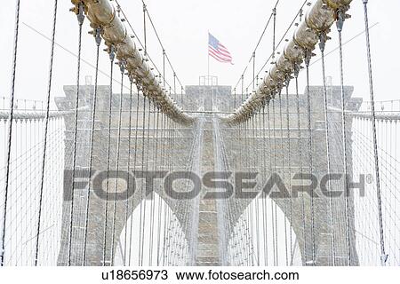 Stock Image - Brooklyn Bridge in winter. Fotosearch
