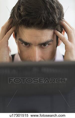 Business man with head in hands View Large Photo Image Stock Photography - Business man with head in hands. Fotosearch