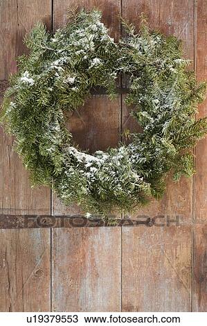 Christmas wreath on door View Large Photo Image Stock Image - Christmas wreath on door. Fotosearch