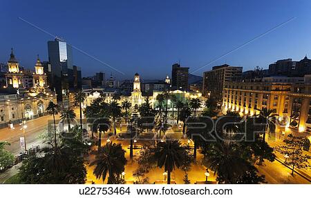 Picture - Cityscape with Plaza de Armas Mayor at night. Fotosearch