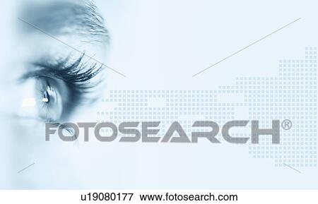 Close-up of female eye with digital pattern View Large Photo Image Stock Photo - Close-up of female eye with digital pattern. Fotosearch