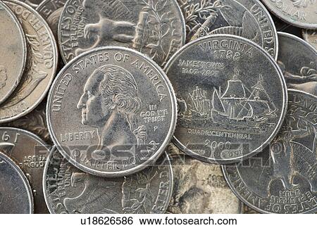 Stock Photograph - Close up of US coins, studio shot. Fotosearch