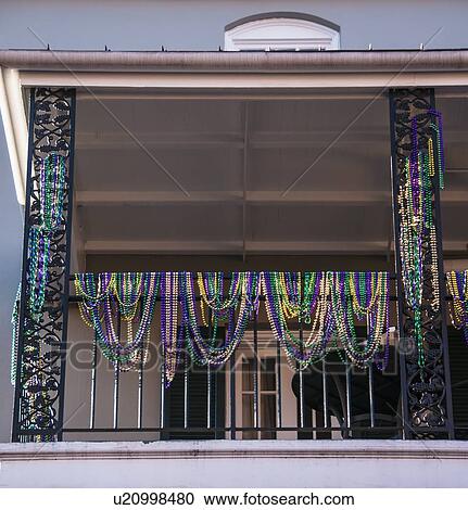 Decoration of balcony during Mardi Gras View Large Photo Image Stock Image - Decoration of balcony during Mardi Gras. Fotosearch
