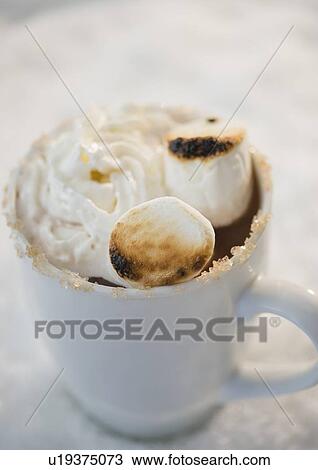 Hot chocolate with whipped cream View Large Photo Image Stock Image - Hot chocolate with whipped cream. Fotosearch