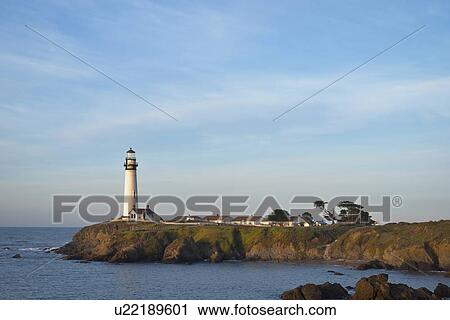 Stock Image - Idyllic scene of Pigeon Point Light Station. Fotosearch