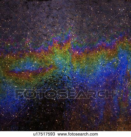 Stock Image - Oil spill on asphalt. Fotosearch