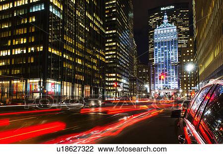 Stock Image - Park Avenue at night. Fotosearch