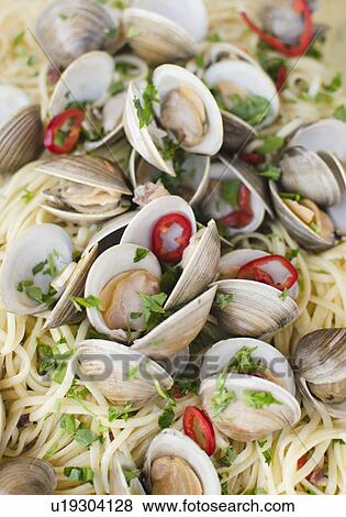 Pasta dish with mussels View Large Photo Image Stock Photo - Pasta dish with mussels. Fotosearch