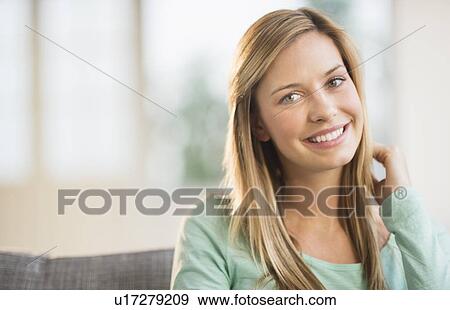 Stock Photo - Portrait of young woman. Fotosearch