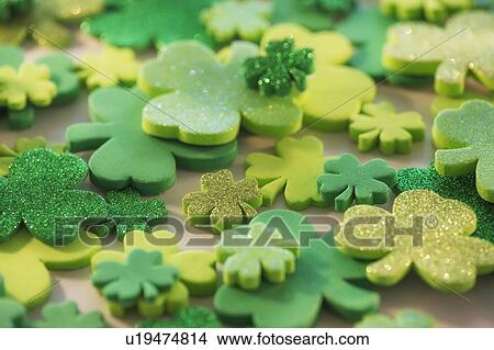 Studio Shot of green foam clovers View Large Photo Image Picture - Studio Shot of green foam clovers. Fotosearch
