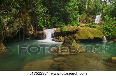 Picture - Tropical waterfall. Fotosearch