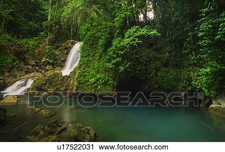 Stock Image - Tropical waterfall. Fotosearch