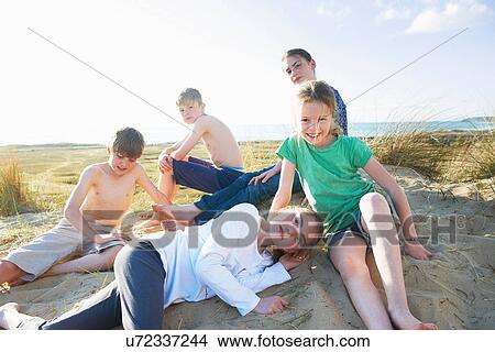 Five children on beach View Large Photo Image Picture - Five children on beach. Fotosearch