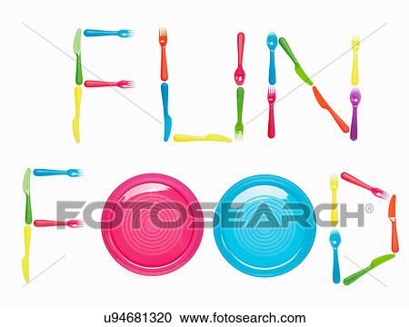 FUN FOOD written with plastic cutlery and plates View Large Photo Image Stock Image - FUN FOOD written with plastic cutlery and plates. Fotosearch