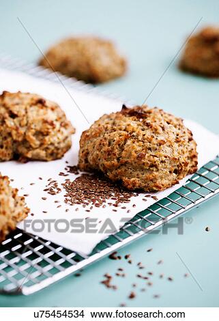 Picture - Health cakes with flax seeds. Fotosearch
