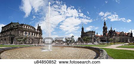 Stock Image - Katholische Hofkirche, Semperoper, Dresden, Germany. Fotosearch