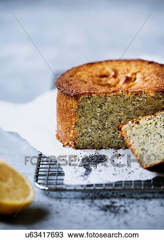 Lemon cake with poppy seeds View Large Photo Image Stock Image - Lemon cake with poppy seeds. Fotosearch