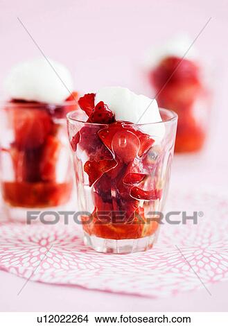 Mascerated strawberries with sorbet View Large Photo Image Picture - Mascerated strawberries with sorbet. Fotosearch