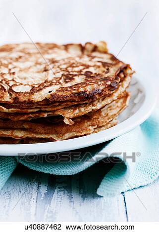 Stock Image - Pancakes on plate. Fotosearch
