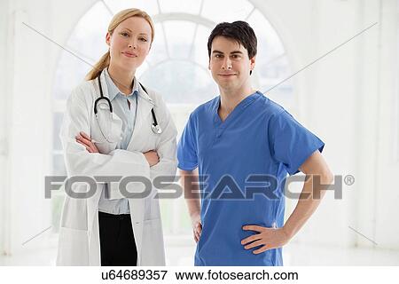 Portrait of two doctors View Large Photo Image Stock Photo - Portrait of two doctors. Fotosearch