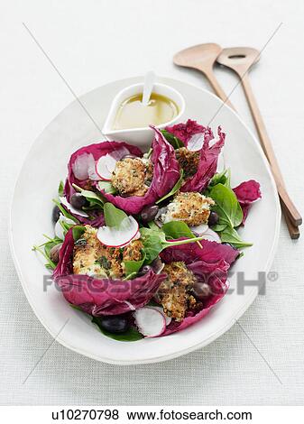 Red leaf salad with anchovy sauce View Large Photo Image Stock Photo - Red leaf salad with anchovy sauce. Fotosearch