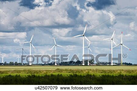 Stock Photo - Windfarm in field. Fotosearch