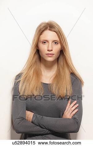 Stock Photography - Woman with arms folded. Fotosearch