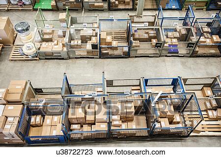 Stock Image - Assembled orders in distribution warehouse. Fotosearch