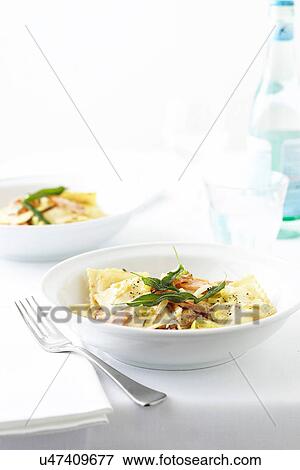 Stock Photo - Bowl of ravioli. Fotosearch