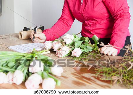 Close up of young woman arranging roses in florists View Large Photo Image Stock Image - Close up of young woman arranging roses in florists. Fotosearch