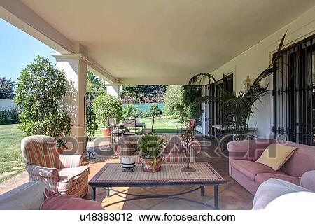 Garden terrace of luxury villa View Large Photo Image Stock Image - Garden terrace of luxury villa. Fotosearch