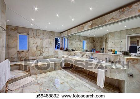 Marble tiled bathroom of luxury villa View Large Photo Image Stock Image - Marble tiled bathroom of luxury villa. Fotosearch