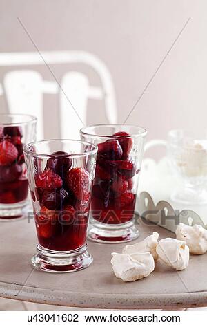 Mixed berries in glasses with meringues View Large Photo Image Stock Image - Mixed berries in glasses with meringues. Fotosearch