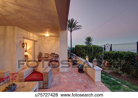Outdoor terrace of luxury villa View Large Photo Image Stock Photo - Outdoor terrace of luxury villa. Fotosearch