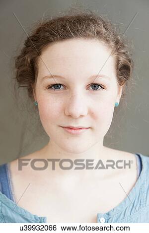 Stock Photograph - Portrait of teenage girl, close up. Fotosearch