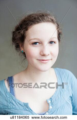Stock Photography - Portrait of teenage girl, close up. Fotosearch