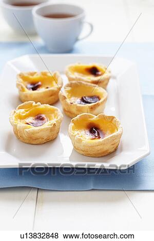 Stock Photo - Portuguese tarts and tea. Fotosearch