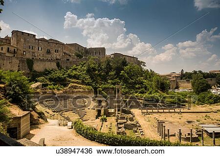 Stock Photograph - Roman ruins below Volterra, Tuscany, Italy. Fotosearch
