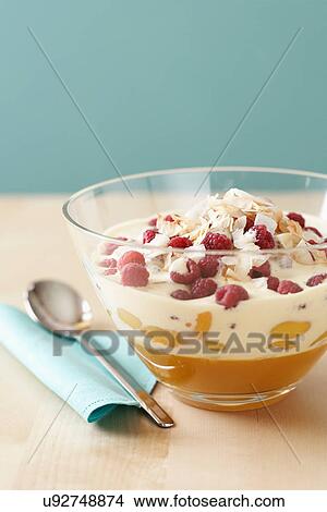 Trifle in glass bowl View Large Photo Image Picture - Trifle in glass bowl. Fotosearch