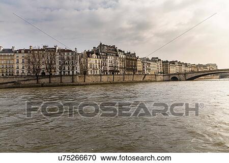 Stock Image - View of the River Seine, Paris, France. Fotosearch