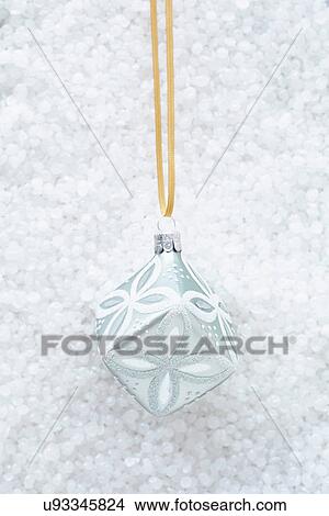 Picture - White cube shaped christmas decoration. Fotosearch
