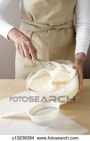 Woman whisking cream by hand View Large Photo Image Picture - Woman whisking cream by hand. Fotosearch