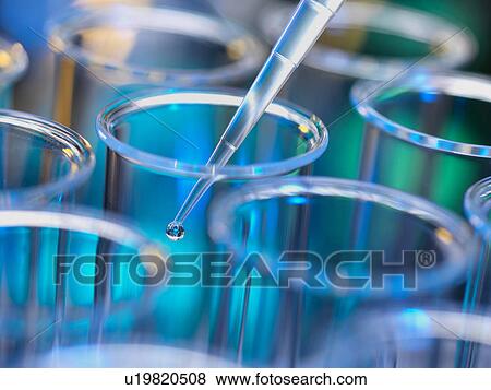 Stock Photo - Analytical chemistry - sample being pipetted into test tube for analysis in laboratory. Fotosearch